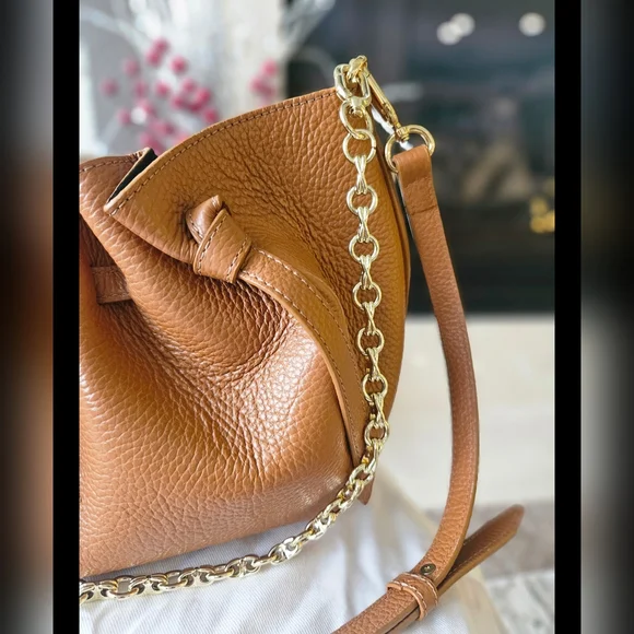 EuC YUZEFI Scallop Scallop BAG Pebble Grained Cinnamon With Tags - Picture 4 of 16